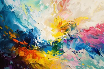 Abstract painting with vibrant colors and dynamic brushstrokes, modern art, fantasy concept