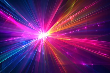 Colorful laser light show, dynamic rays and beams, abstract background for music and entertainment - obrazy, fototapety, plakaty