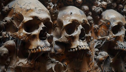 Haunting Gothic Macabre Skulls in Eerie Crypt Setting