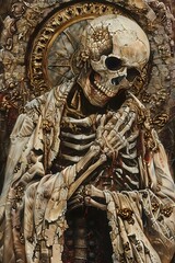 Fototapeta na wymiar The Haunting Harmony of Gothic Macabre:Intricate Scenes of Death and Decay in Ornate Religious Imagery