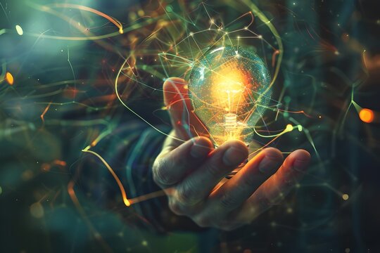 Empowered Hand Holds the Spark of Digital Transformation,Igniting Innovation and Fueling the Future