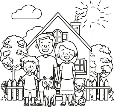 Coloring pictures for children Happy family