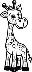 Cute Cartoon Giraffe Coloring Page For Kid , Coloring Pages Vector