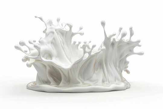 Dynamic milk splash frozen in time, liquid sculpture isolated on white background illustration