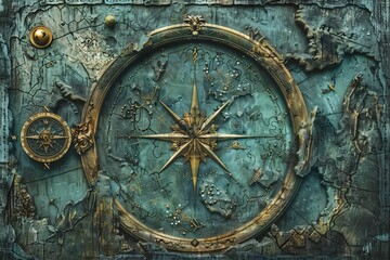 Fototapeta na wymiar Mystical Fantasy Map with Intricate Details and Symbols, Digital Illustration