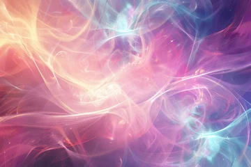 Foto op Plexiglas Fractale golven Abstract Background with Fractal Waves of Colorful Magic Energy and Light, Digital Art