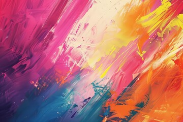 Artistic Abstract Wallpaper with Brushstroke Texture and Vibrant Paint Colors, Digital Illustration