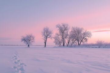 Subdued Twilight over a Snow-Blanketed Minnesota Landscape