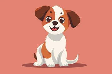 Adorable Puppy Dog with Floppy Ears and Friendly Expression, Cute Animal Illustration