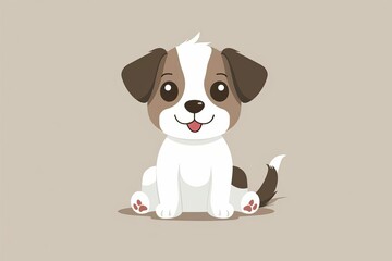 Adorable Puppy Dog with Floppy Ears and Friendly Expression, Cute Animal Illustration