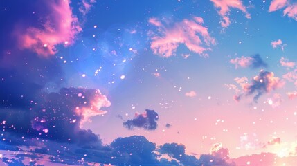 The sky is alive with a gradient of pinks blues and purples making for a beautiful and colorful backdrop. - obrazy, fototapety, plakaty