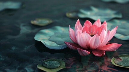 Pink flower floating in water