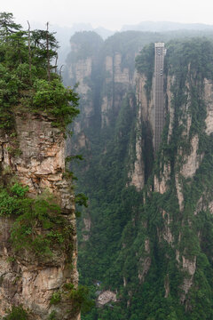 Bailong Elevator is the world's tallest outdoor lift and is located in Zhangjiajie National Forest Park, China.