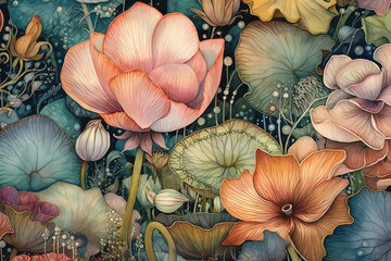 Intricate Botanical Whimsy: A Captivating Background