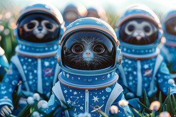 The Animal Astronauts Animals in Spacesuits - obrazy, fototapety, plakaty