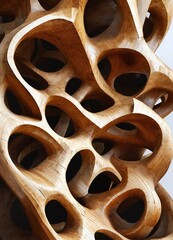 Wooden sculptures that turn out to be a fascinating amalgamation of organic forms and mathematical elements, blending the smoothness of curved lines with geometric precision.