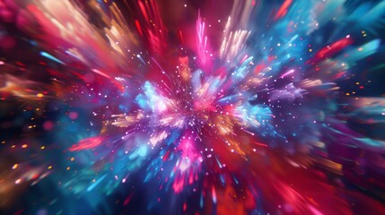 Energetic bursts of color burst forth like colorful fireworks in this abstract piece - obrazy, fototapety, plakaty