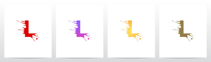 Splash Splatter Letter Initial Logo Design L