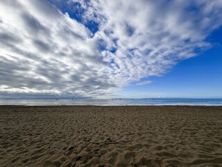 blue sky and empty beach in the morning