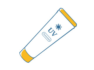 チューブタイプの日焼け止めのシンプルなイラスト