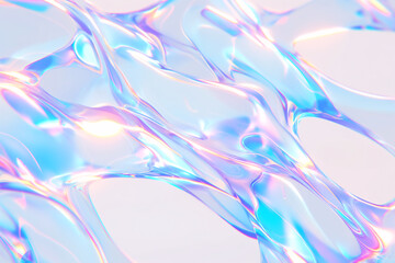 水面に光の波紋を描く透明感あるホログラフィックアートの背景