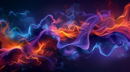 Abstract Colorful Smoke Waves Design - obrazy, fototapety, plakaty