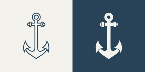 Vector Anchors. Anchor Silhouette Icon Set. Anchor with Outline. Anchor Design Template. Vector Illustration