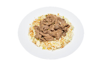 Bo bap thau or beef salad. A Vietnamese dish. Shredded cabbage is mixed with lime juice and spicy fish sauce. Beef is marinated with chopped shallots and lemongrass before being stir-fried. Mix both