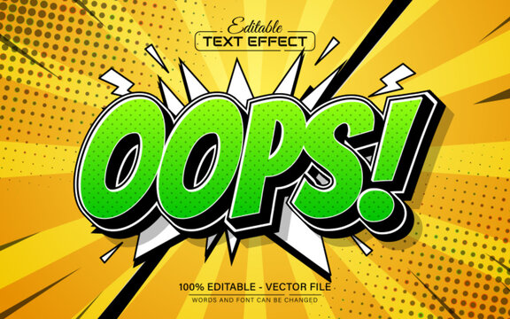 Oops text effect comic style editable