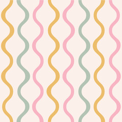 Seamless Vector Colorful Circus Pattern Wiggly Wavy Modern Simple Geometric Pattern Wallpaper Cute Girly Stripe Vertical