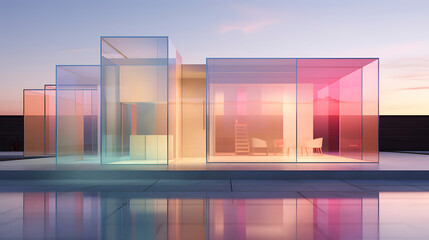 Digital colorful future architectural design scene graphics poster web page PPT background