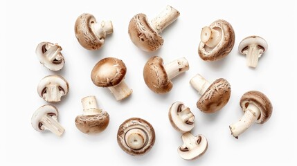 Obraz premium Group of mushrooms on a white surface