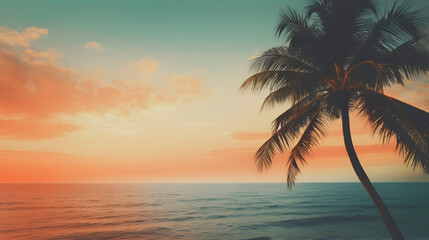 Fototapeta na wymiar digital sunset beach scene graphic poster web page PPT background