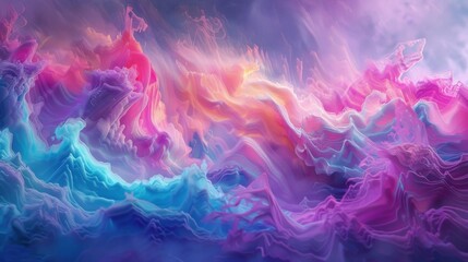 Fototapeta na wymiar Swirls of vibrant pinks purples and blues collide in a chemical reaction that creates an otherworldly display of color.