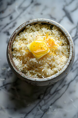 Buttered rice a simple dish with rice and butter as main ingredients