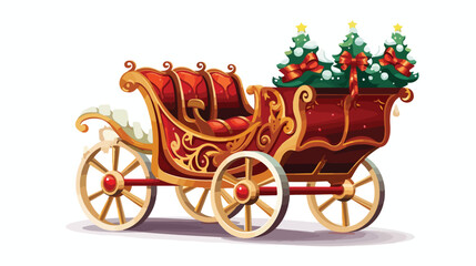 Fototapeta na wymiar Christmas sleigh vector image with white background