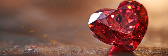 A red diamond is on a table. The diamond is the main focus of the image - obrazy, fototapety, plakaty