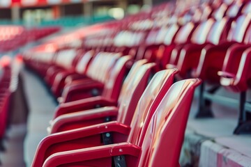 Fototapeta premium Red tribune seats on stadium