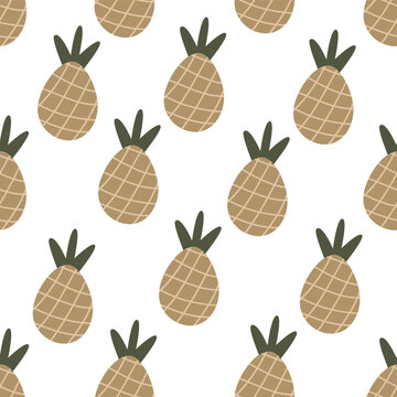 Seamless pattern with cartoon pineapple. colorful vector. hand drawing, flat style. design for fabric, print, textile, wrapper