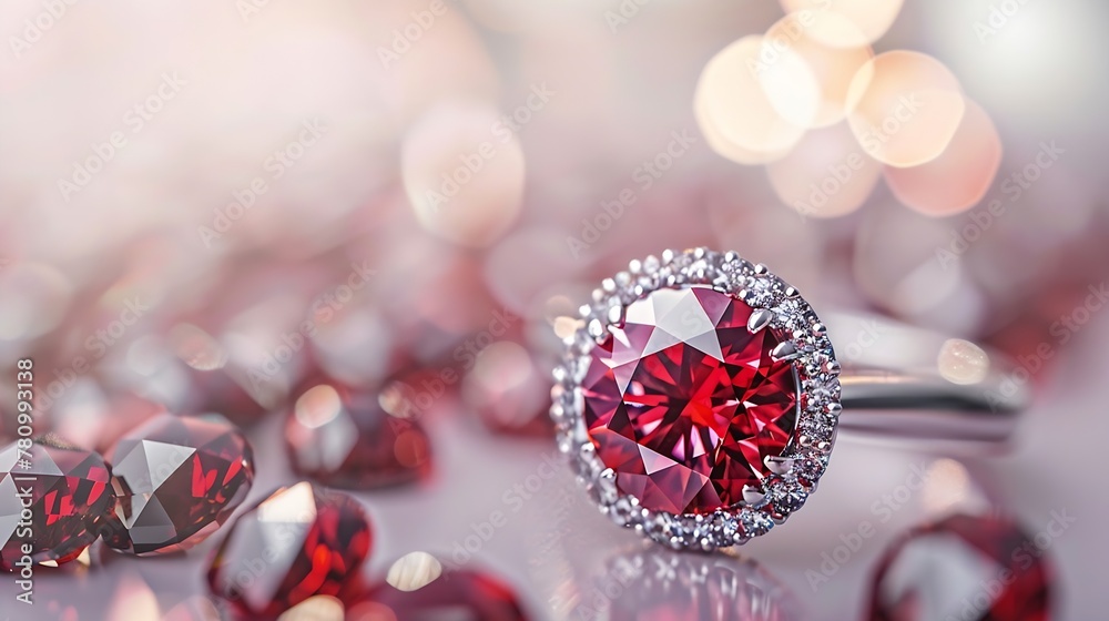 Aufkleber generative ai : big red ruby ring with jewelry background