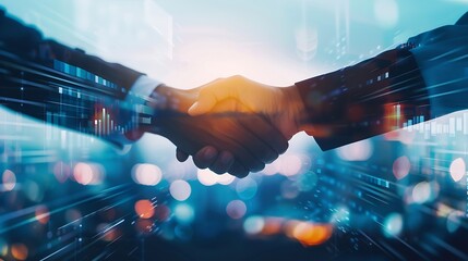 Generative AI : Businessmen making handshake with partner, greeting, dealing, merger and acquisition
