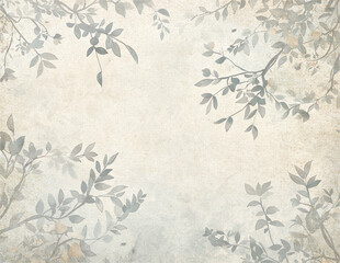 Vintage Canvas with branches and Flower Texture Background