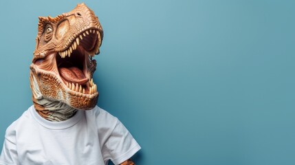 Person in Dinosaur Mask Roaring