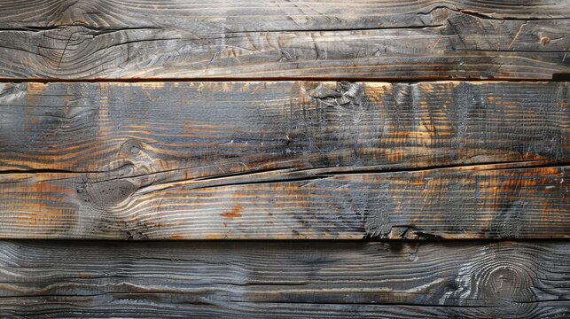 A wooden surface with a burnt look to it. The wood is old and has a rustic appearance