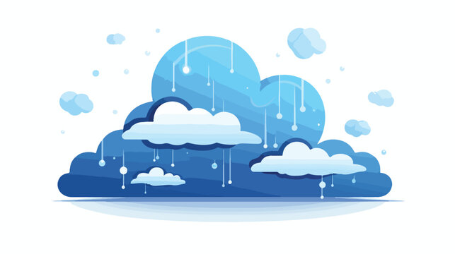Cloud icon vector image with moon and rain with whi