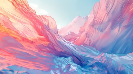 Fototapeta na wymiar Digital green and orange mountain waterfall fluid illustration poster web page PPT background