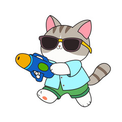 Four cats on Songkran Day in Thailand