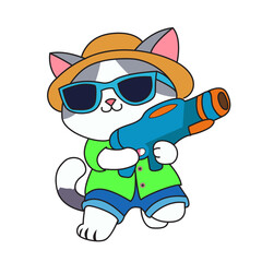 Four cats on Songkran Day in Thailand