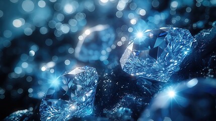 Sparkling Diamonds on a Shimmering Blue Background