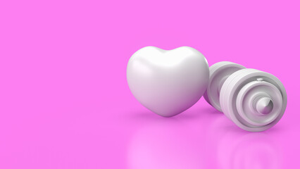 The white dumbbell for health or fitness concept 3d rendering.